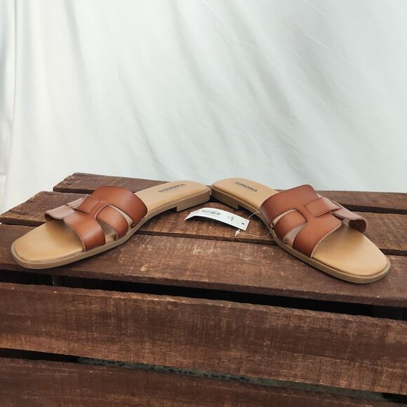 Sonoma Rivka Women Sandals 7 Brown Open Toe Slip On Flat Shoes - Picture 3 of 6